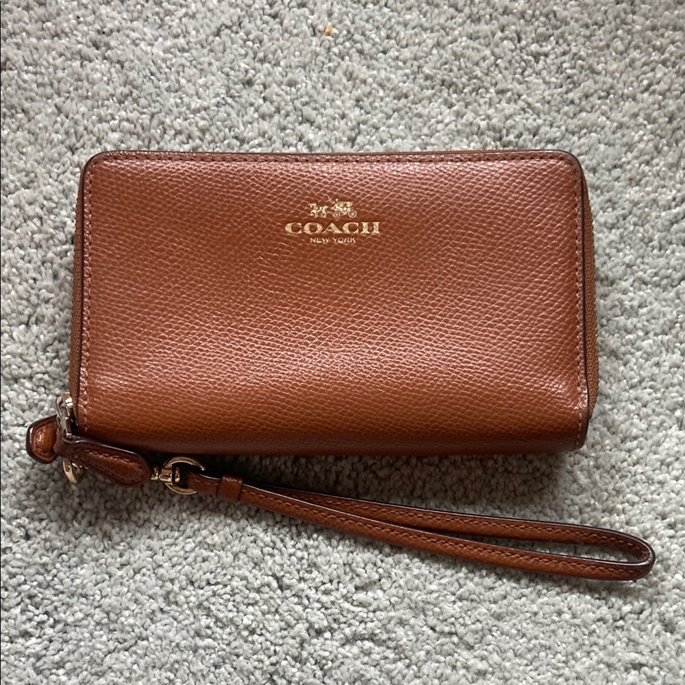 Coach Tan Leather Wristlet